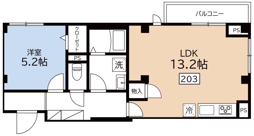 (仮称)田端新町1丁目Project 2階 1LDKの間取り