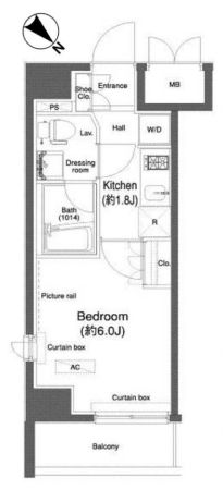 プラウドフラット小石川　 4階 1Kの間取り