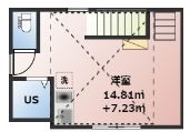 【築浅】flat Q(フラットキュー) 2階 1Rの間取り