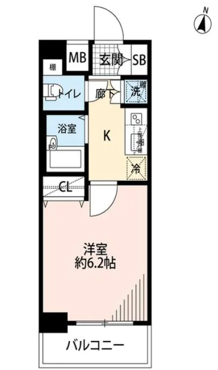 プレール・ドゥーク文京本駒込 4階 1Kの間取り