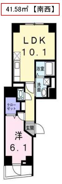 【新築】チアーズ千駄木 6階 1LDKの間取り