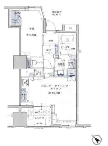 Brillia東大前 5階 1LDKの間取り