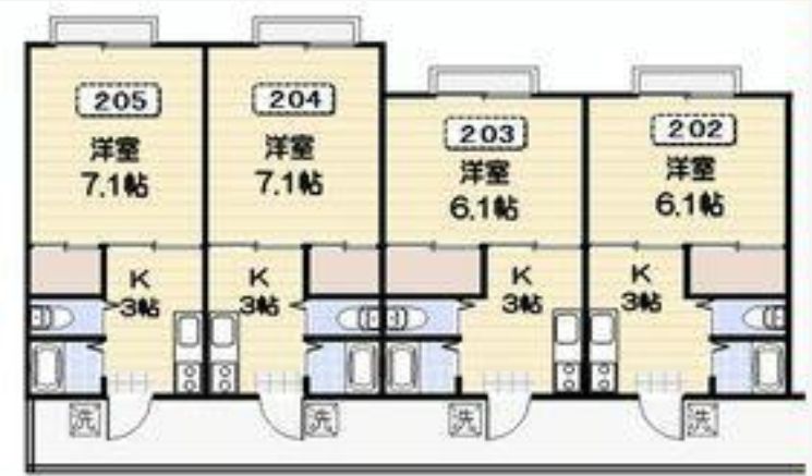 ハイランド千石 2階 1Kの間取り