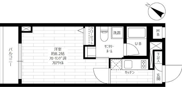 ステージファースト東大前 3階 1Kの間取り