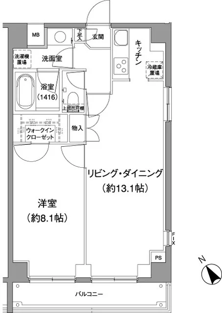 THE CUBE【ザキューブ】 3階 1LDKの間取り