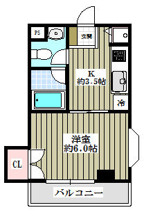 カーサ千寿 3階 1Kの間取り