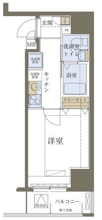 リヴシティ神田 6階 1Kの間取り