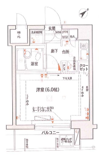 【分譲マンション】エクセリア後楽園 4階 1Kの間取り