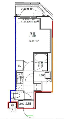S-RESIDENCE文京小石川 6階 1Kの間取り