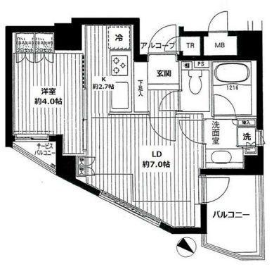 藤和シティホームズ根津 9階 1LDKの間取り