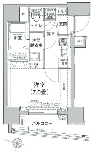 アイル文京白山 3階 1Kの間取り