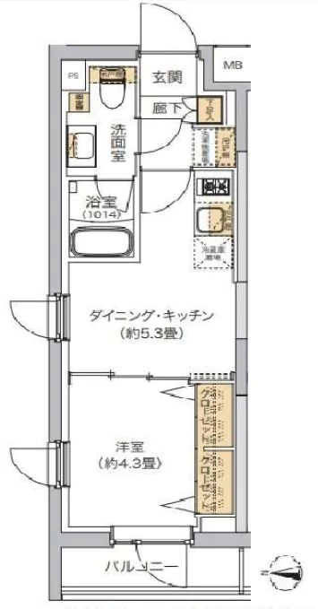 リビオメゾン湯島 2階 1DKの間取り