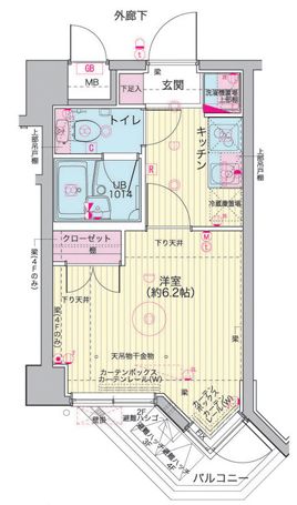 キャッスルステージ茗荷谷駅前 1階 1Kの間取り
