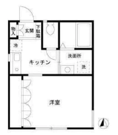 エスプワール千駄木 1階 1Kの間取り