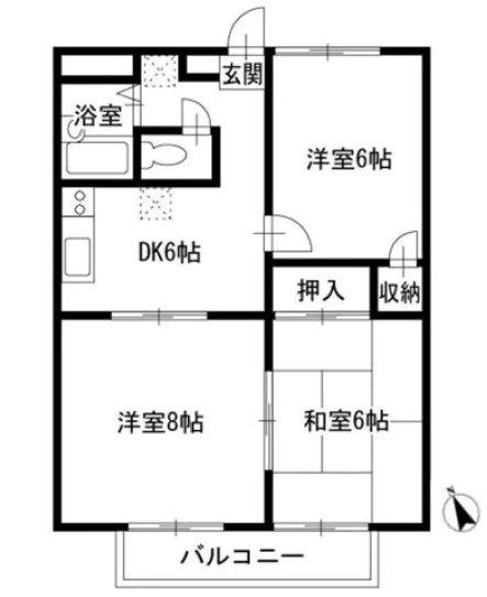 本駒込シティハイツ 3階 3DKの間取り