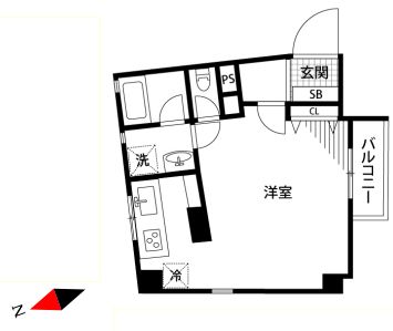 澄風苑マンション 6階 1Rの間取り
