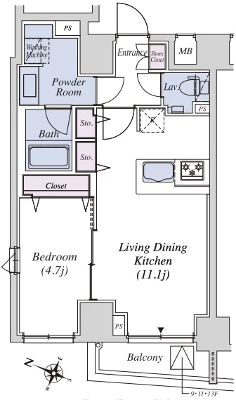 THEATER COURT本駒込（シアターコート本駒込） 9階 1LDKの間取り