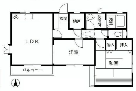 サルーテ白山 2階 2LDKの間取り