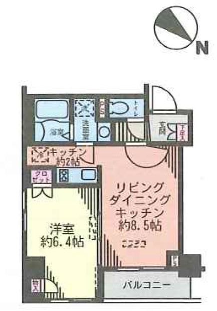 ヒューリックレジデンス茗荷谷 2階 1LDKの間取り