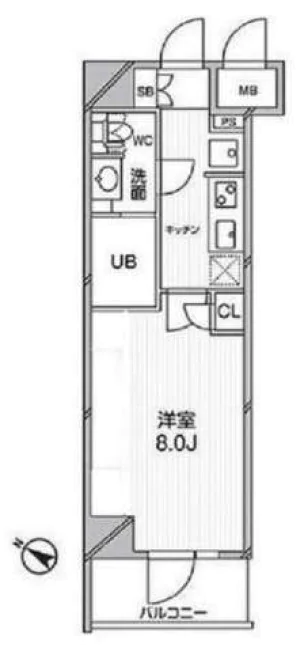 エルスタンザ文京千駄木 4階 1Kの間取り