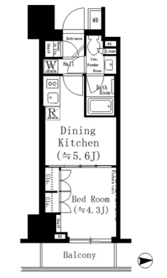 ルフォンプログレ文京湯島 10階 1DKの間取り