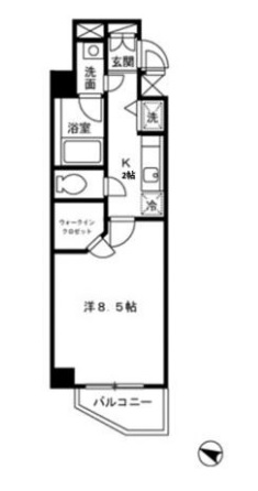 ノエル千駄木 2階 1Kの間取り