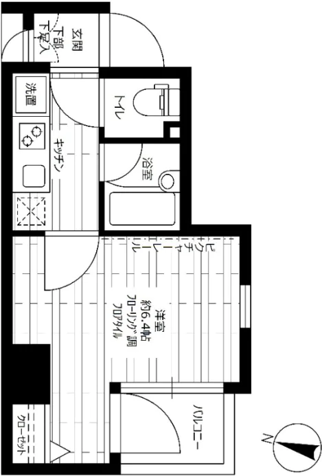 ステージファースト本郷 2階 1Kの間取り