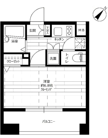 ステージグランデ文京大塚 2階 1Kの間取り