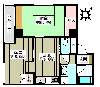 EASE・HOUSE 2階 2DKの間取り