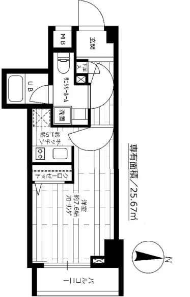ステージグランデ文京白山 2階 1Kの間取り