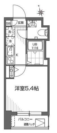 グランアセット早稲田 7階 1Kの間取り