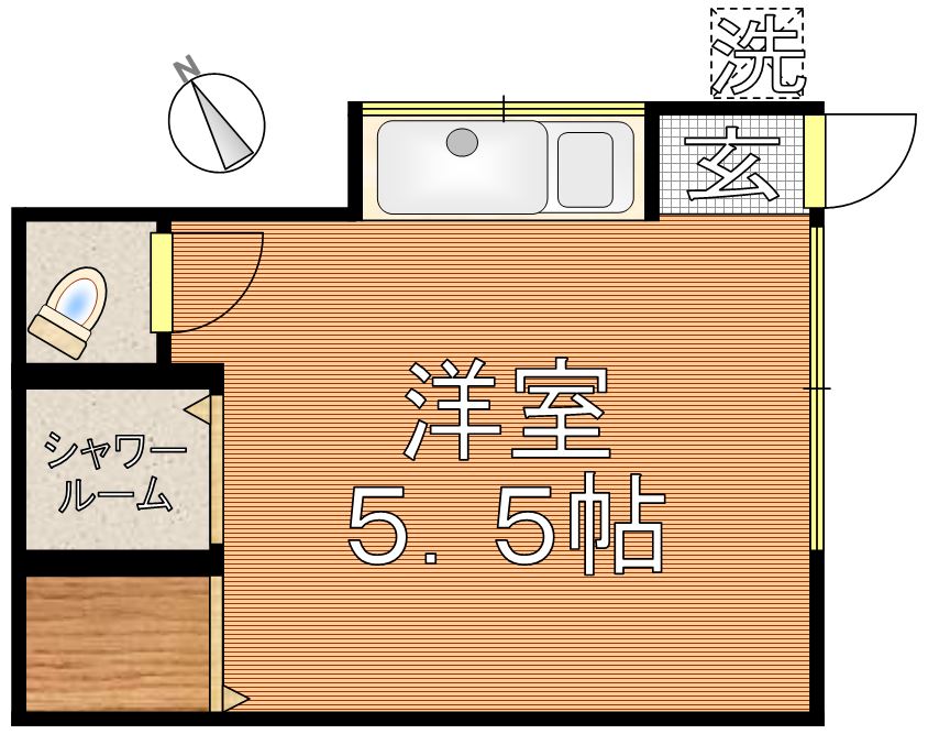 ハウス・ヤジマ 1階 1Rの間取り