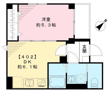 ポワソヌリー文京千石 4階 1DKの間取り