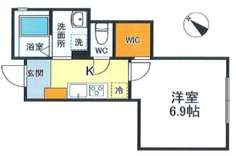 アイムタウン千駄木 1階 1Kの間取り