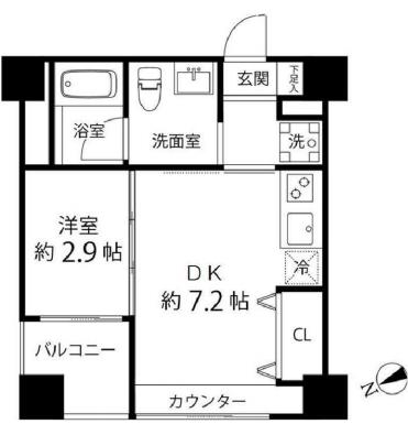 ハイリーフ上野 4階 1DKの間取り