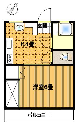 末吉ビル 4階 1Kの間取り