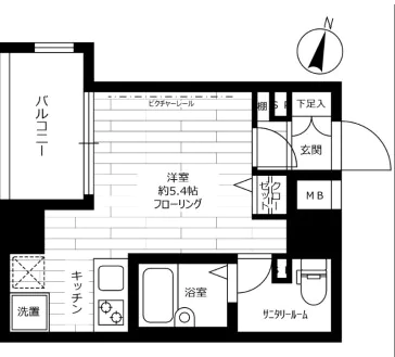 ステージグランデ文京小石川 5階 1Rの間取り