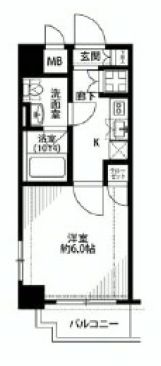 プレール・ドゥーク文京茗荷谷 4階 1Kの間取り