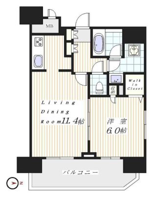 ステージグランデ文京白山 11階 1LDKの間取り