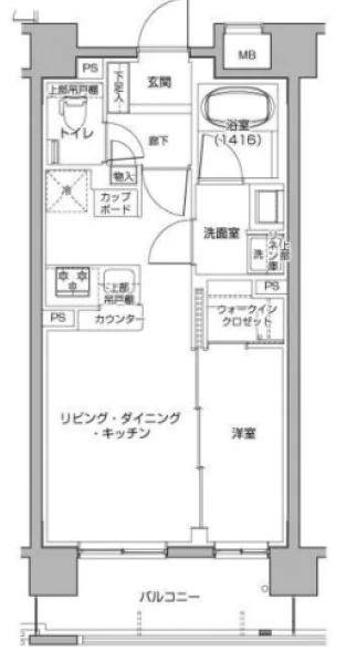 グランスイート文京小桜 2階 1LDKの間取り