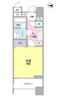 ロネスタＲ文京護国寺 3階 1Kの間取り