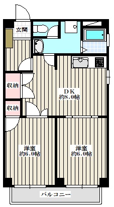 アール平河町 2階 2DKの間取り