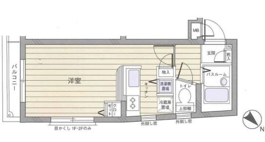 フェニックス文京千石 3階 1Kの間取り