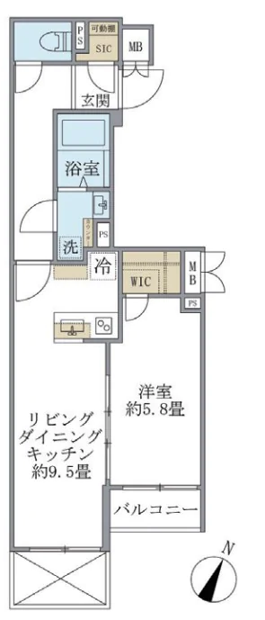 【新築】ビューテラス茗荷谷 2階 1LDKの間取り