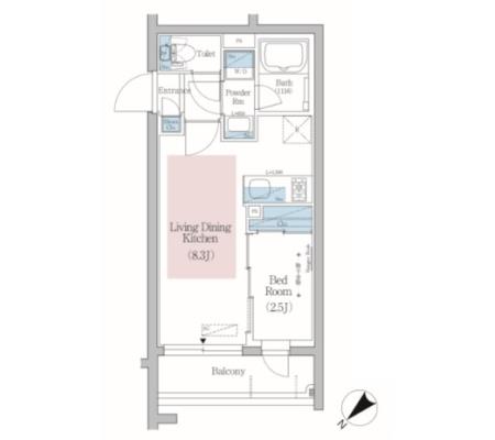 【新築】アーバネックス文京小石川 3階 1LDKの間取り