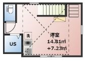 【築浅】flat Q(フラットキュー) 2階 1Rの間取り