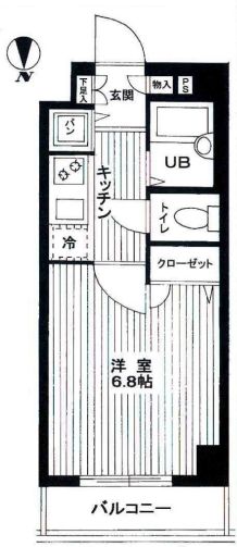 菱和パレス護国寺駅前 6階 1Kの間取り