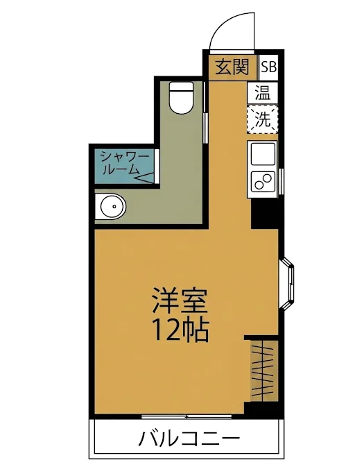 バース 4階 1Rの間取り