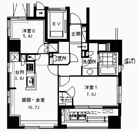 コンフォリア本駒込（旧チェスターコート本駒込） 13階 2LDKの間取り