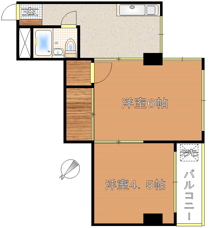 野畑ビル 2階 2Kの間取り